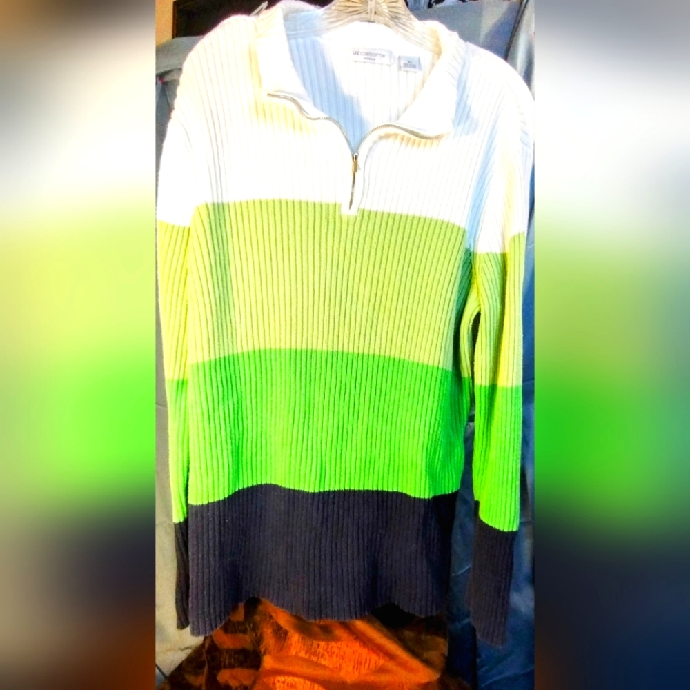 Liz Claiborne Woman Sweater Women's Size 2X Colorblock 1/4 Zip